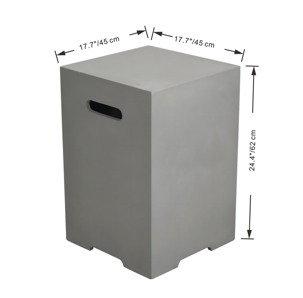 Elementi gasflesdeksel lichtgrijs vierkant ONB01-208LG afmetingen 45 x 45 x 62 cm