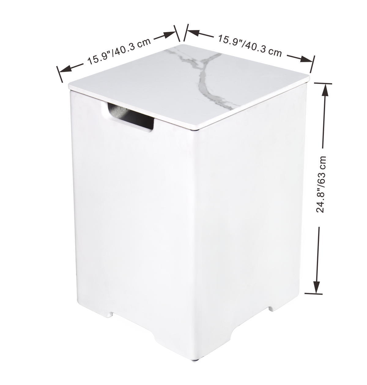 Elementi gasflesdeksel bianco wit keramiek ONB402-BW afmetingen 40 x 40 x 63 cm