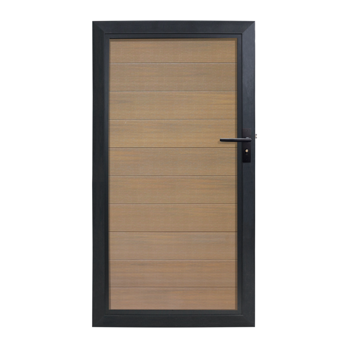 WPC tuindeur Teak met geborsteld motief en antraciet aluminium frame
