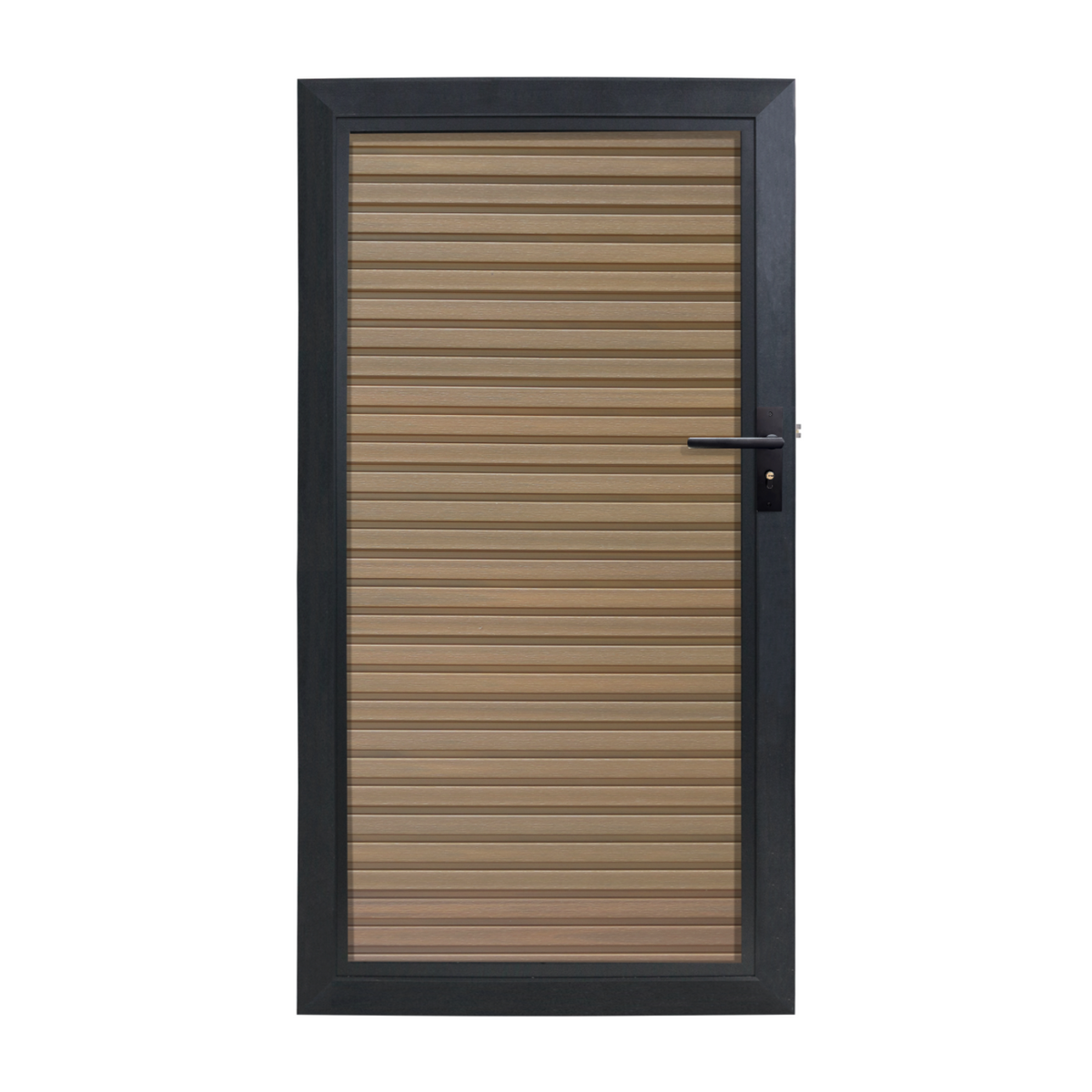 WPC tuindeur Rhombus Teak met antraciet aluminium frame