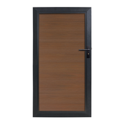WPC tuindeur Walnoot met houtnerf motief en antraciet aluminium frame