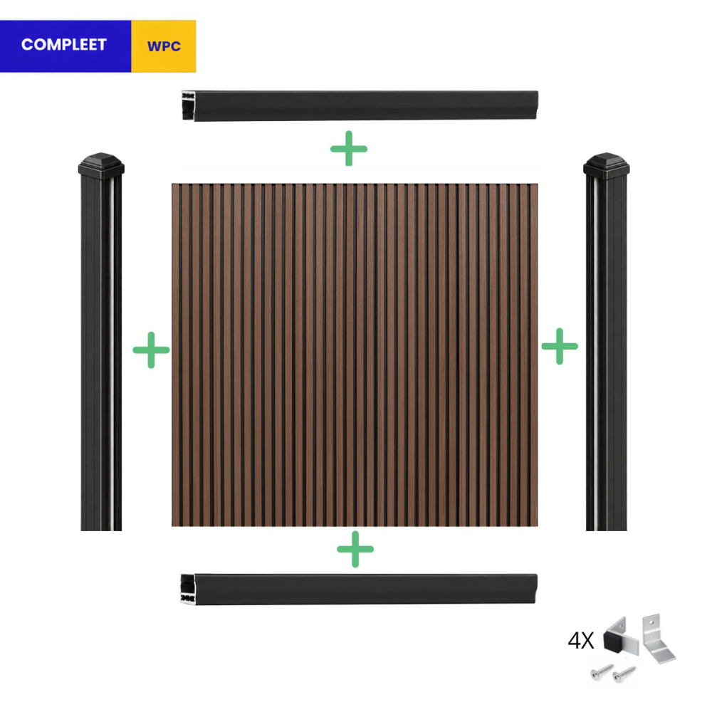 9 Rhombus Walnoot verticale composiet schuttingplanken met geborsteld motief