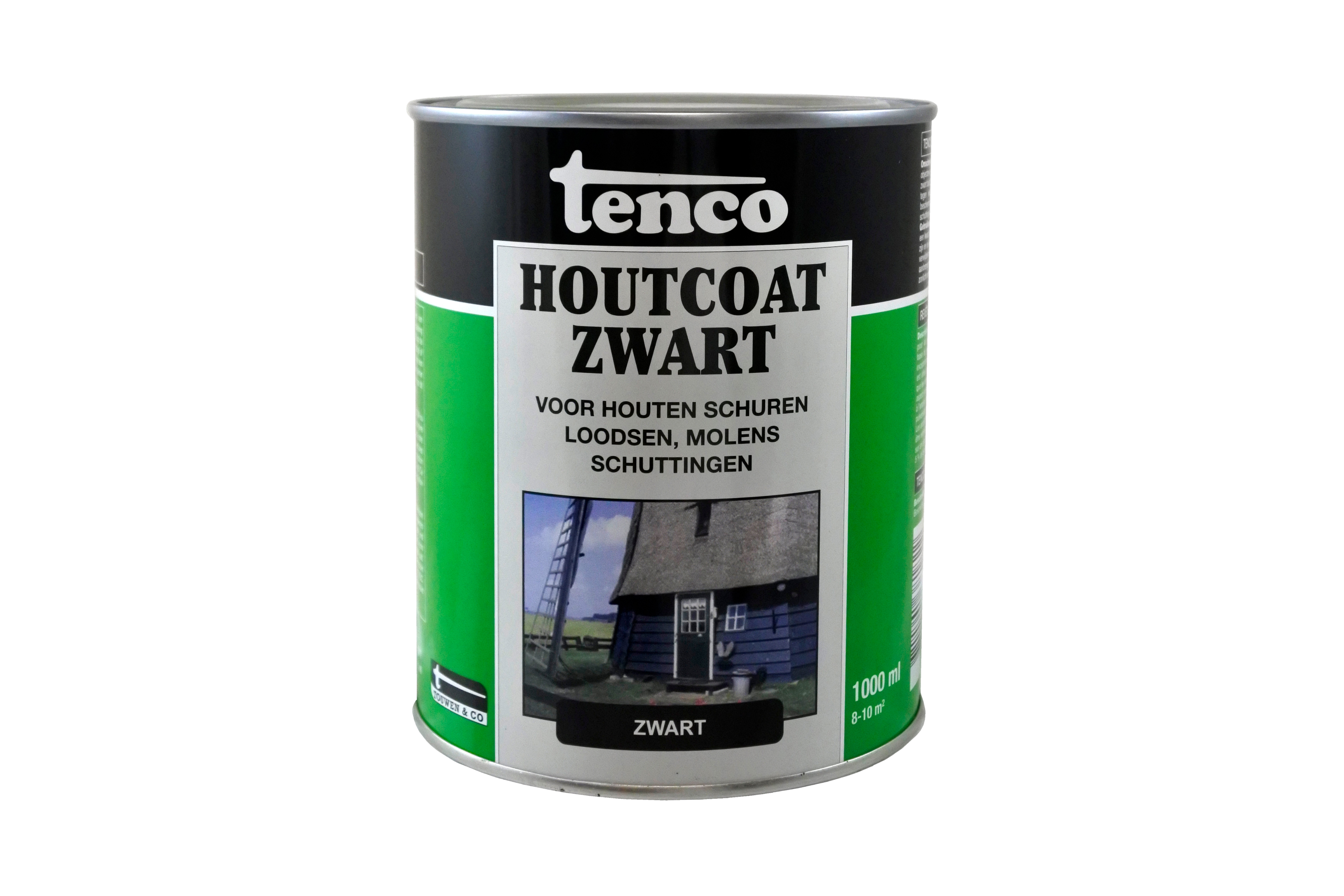 Tenco Houtcoat blik 1L Zwart witte achtergrond