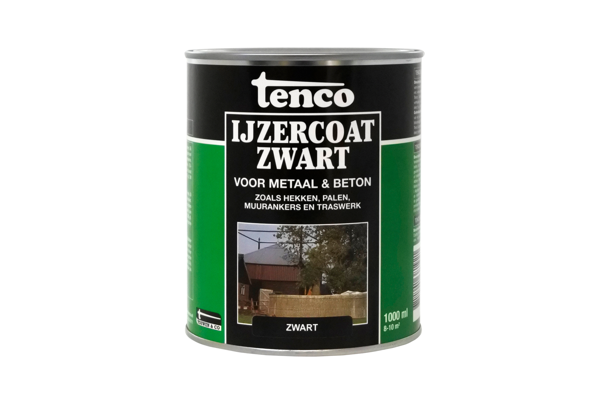 Tenco IJzercoat blik 1L Zwart witte achtergrond