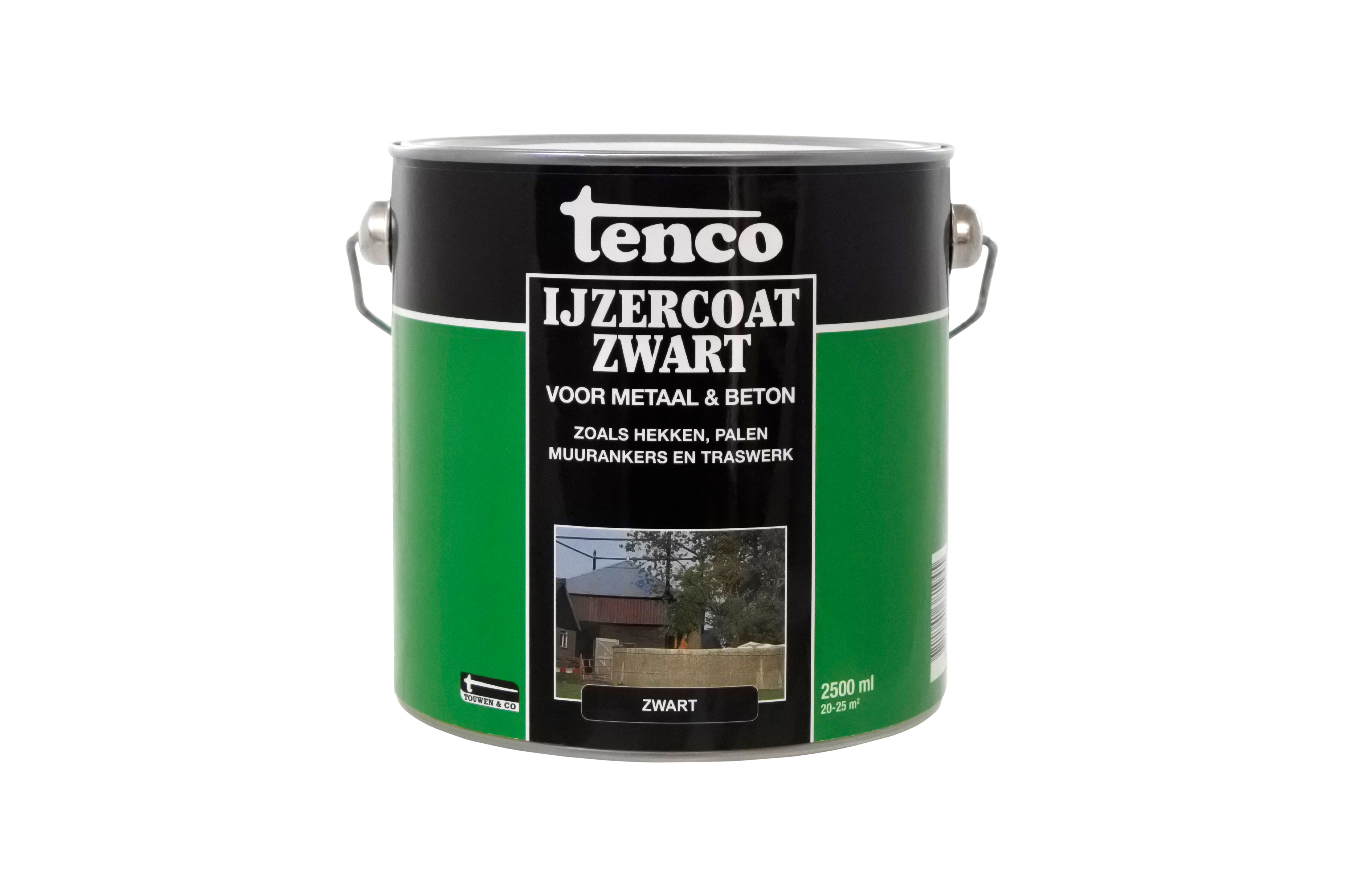Tenco IJzercoat blik 2,5L Zwart witte achtergrond
