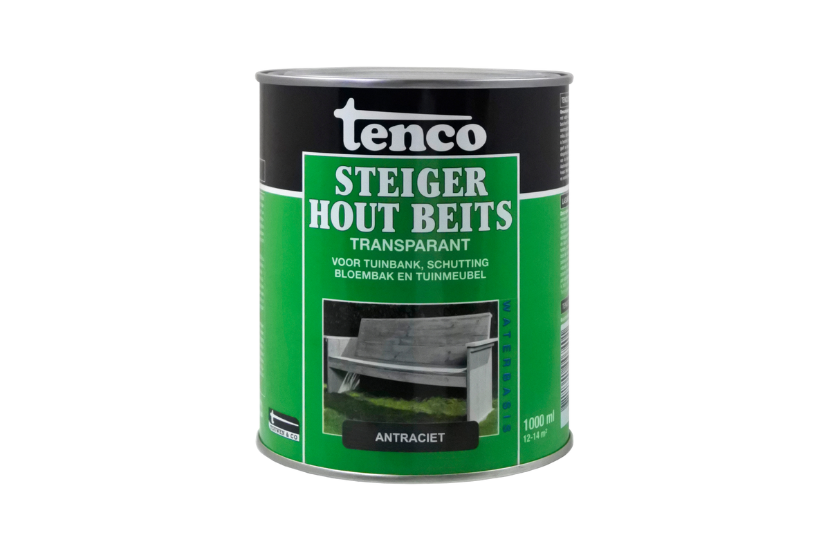 Tenco Steigerhoutbeits blik 1L Antraciet witte achtergrond