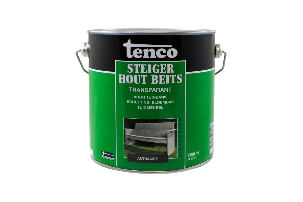 Tenco Steigerhoutbeits blik 2,5L Antraciet witte achtergrond