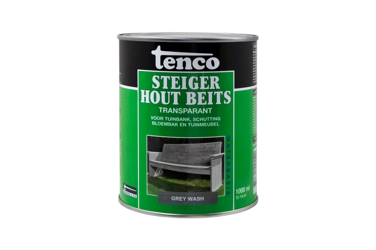 Tenco Steigerhoutbeits blik 1L Grijs Gewassen witte achtergrond