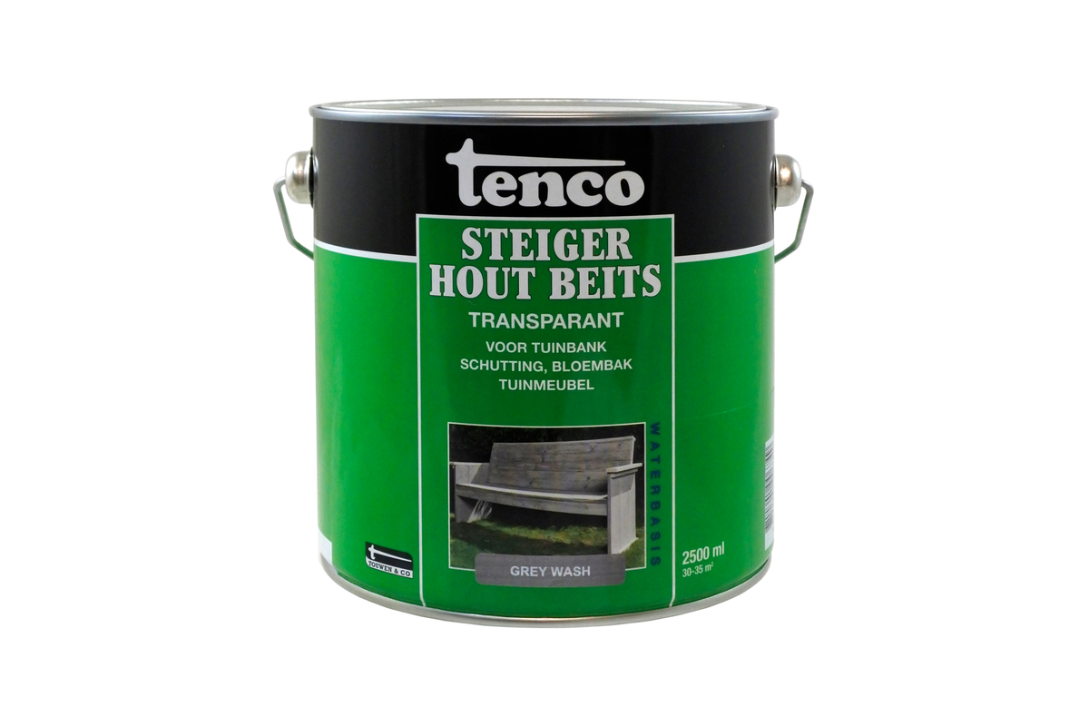 Tenco Steigerhoutbeits blik 2,5L Grijs Gewassen witte achtergrond
