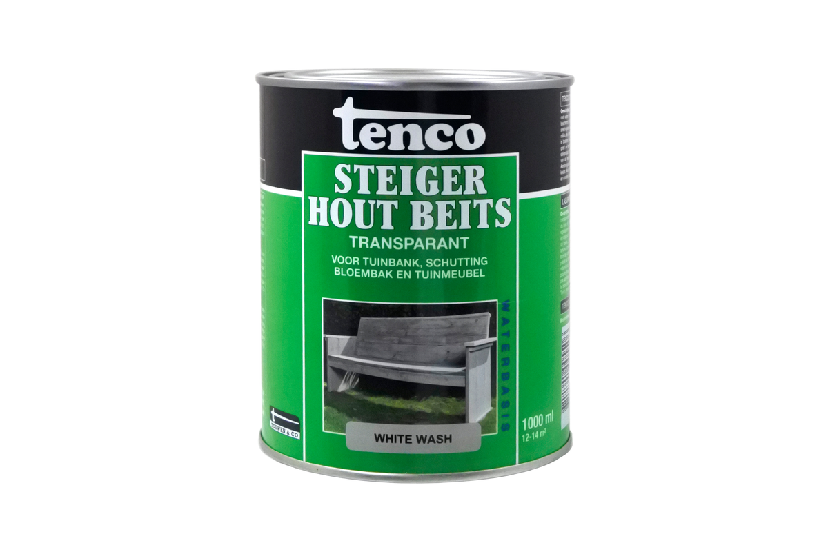 Tenco Steigerhoutbeits blik 1L Wit Gewassen witte achtergrond