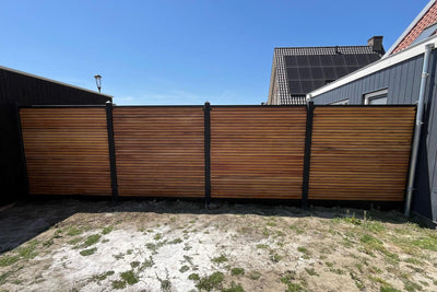 Tuinscherm hardhout Bangkirai kunstmatig gedroogd (Rhombusprofiel) Wichmond 180 x 180 cm