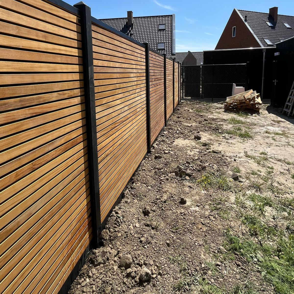 Tuinscherm hardhout Bangkirai kunstmatig gedroogd (Rhombusprofiel) Wichmond 180 x 180 cm