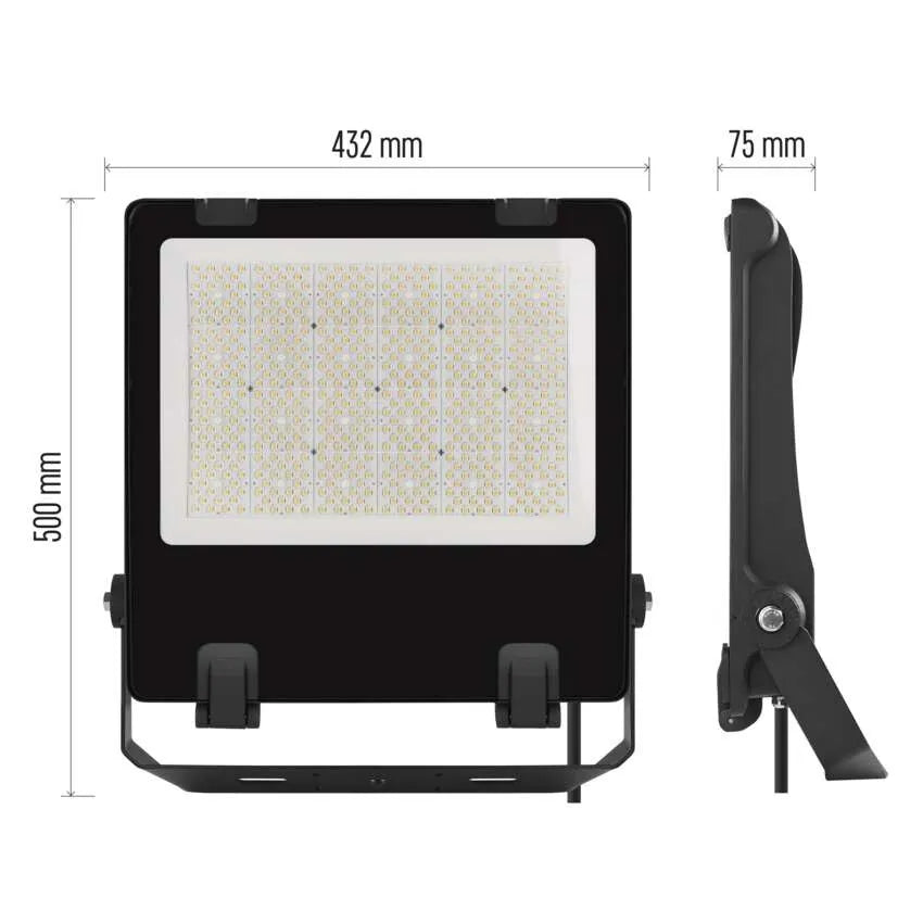 Technische lijntekening van de EMOS AVENO LED bouwlamp met afmetingen en stroomkabel