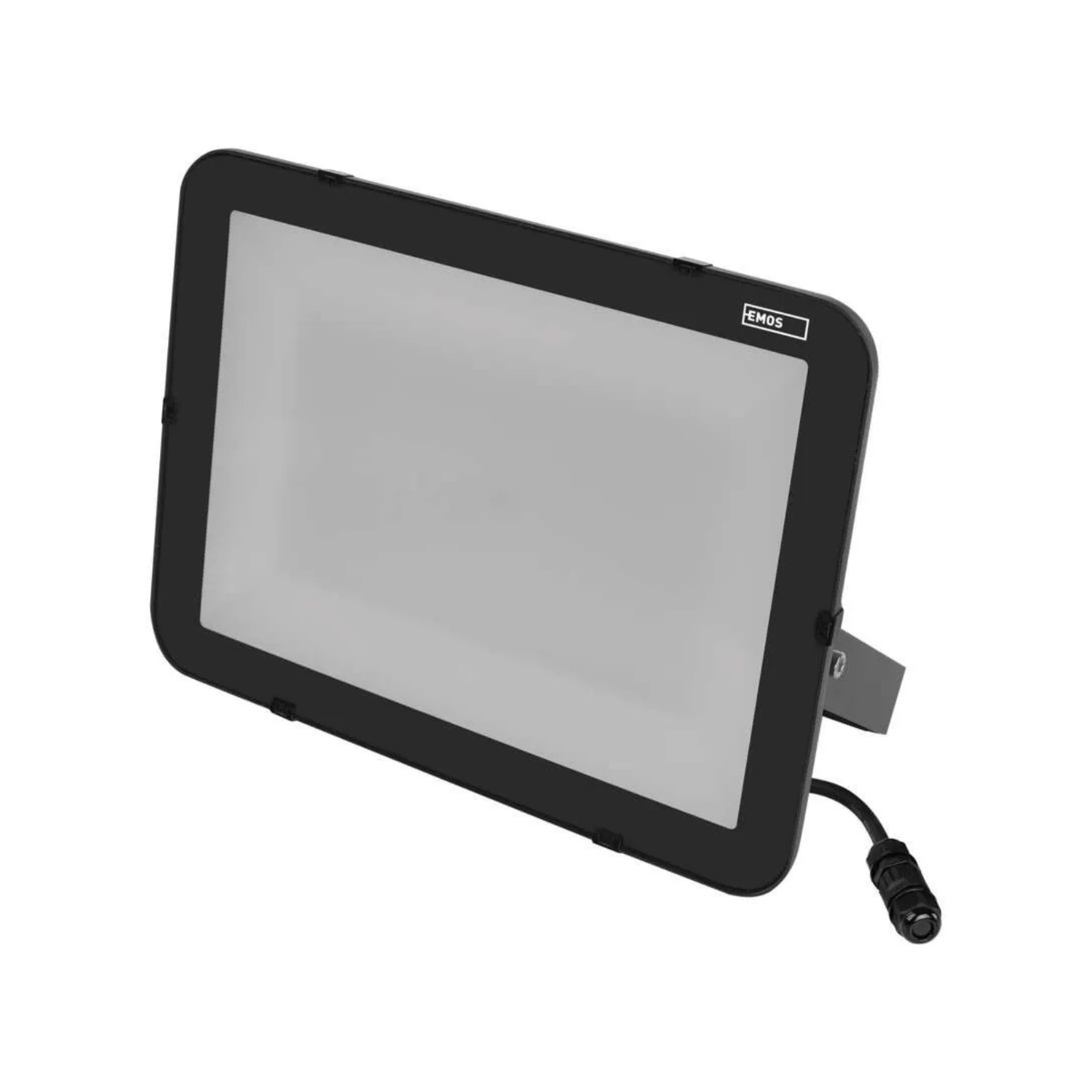 EMOS INOVO LED bouwlamp vanuit een hoek gezien, met aansluitkabel zichtbaar