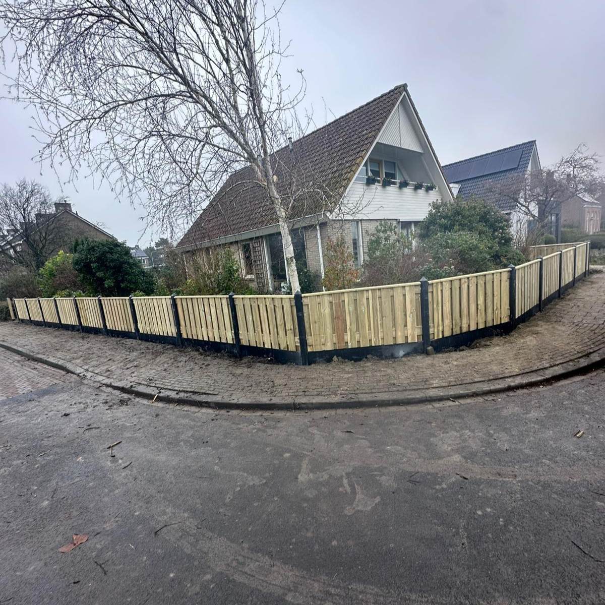 Complete Grenen Halfhoog Hout Beton Schutting pakket