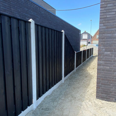 Complete Zwarte Hout Wit-grijs Beton Schutting pakket - START PAKKET