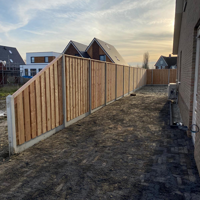Complete Douglas Hout Wit-grijs Beton Schutting pakket - START PAKKET