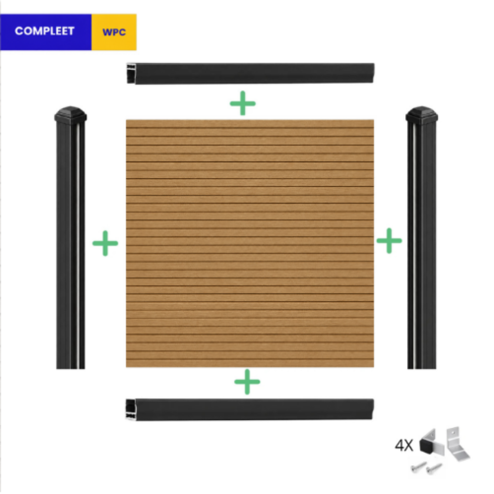 Composiet schutting Rhombus Oak – technische tekening met afmetingen